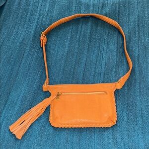 HOBO Whipstitch Mini Leather Crossbody — Mustard Yellow — NWOT